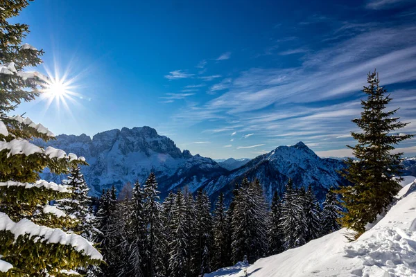 Vintereftermiddag Lussari Tarvisio Camporosso Friuli Venezia Giulia Italien — Stockfoto