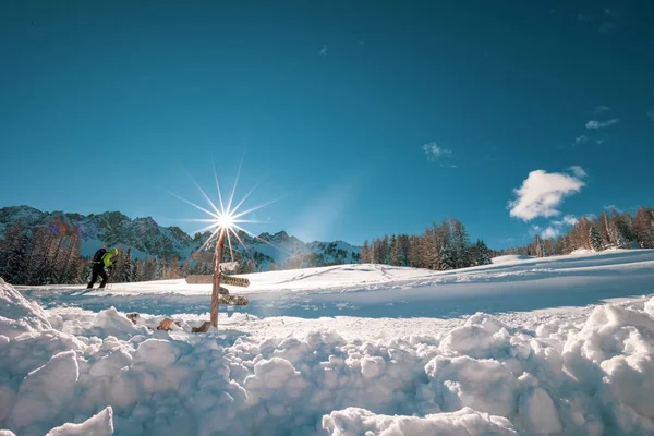 Alpes Carniques Après Une Grosse Chute Neige Province Udine Région — Photo