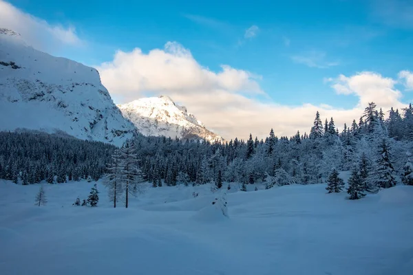 Strugova Dalen Mount Mangart För Vacker Skidupplevelse Udine Provinsen Regionen — Stockfoto