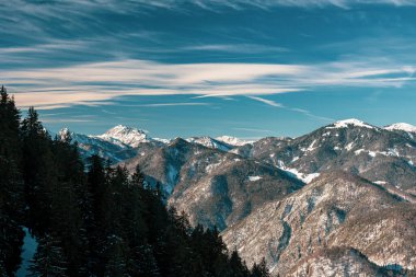 Kış öğleden sonra Lussari, Tarvisio Camporosso, Friuli Venezia Giulia, İtalya