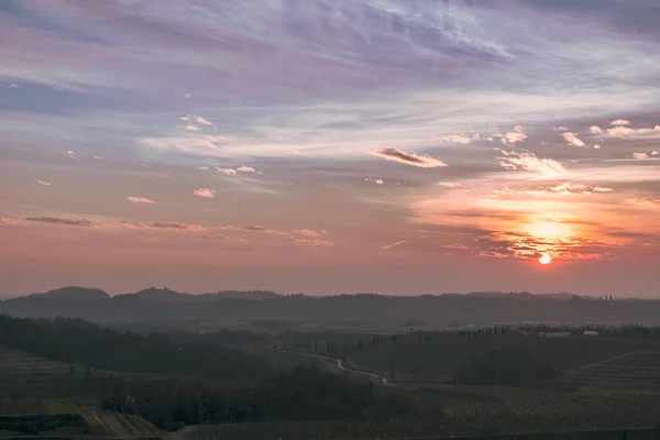 Ήλιος Δύει Στους Αμπελώνες Του Friuli Venezia Giulia — Φωτογραφία Αρχείου