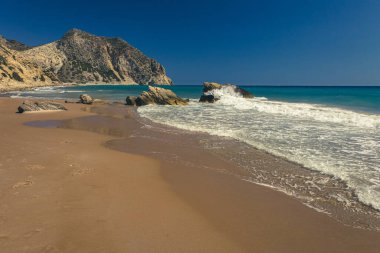Beautiful day at the Kavo Paradiso beach in kos island, greece