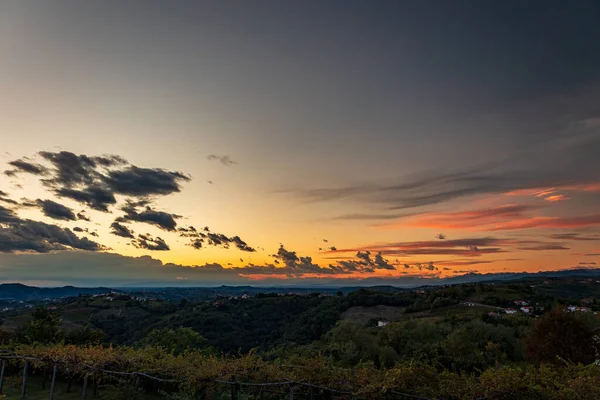 Sol Põe Sobre Vinhas Collio Friuli Venezia Giulia Itália — Fotografia de Stock