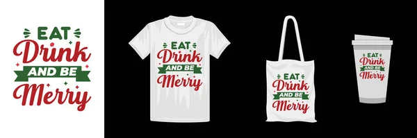 Feliz Navidad Plantilla Diseño Camiseta Letras Navideñas Presupuesto Camiseta Diseño — Vector de stock