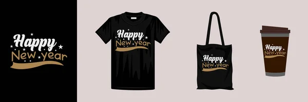 Profesional Elegante Feliz Año Nuevo Tipografía Camiseta Diseño — Vector de stock