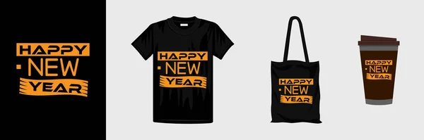 Feliz Año Nuevo Letras Shirt Design Typography Shirt Plantilla Diseño — Vector de stock