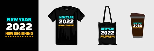 Profesional Elegante Feliz Año Nuevo Tipografía Camiseta Diseño Bueno Para — Vector de stock