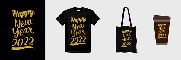 Feliz Año Nuevo Letras Shirt Design Listo Para Camiseta Taza — Vector de stock