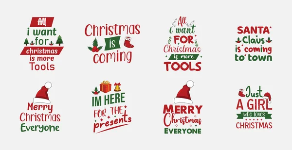 Merry Christmas Typography Collection Good Shirt Mug Gift Other Printing — Stock Vector