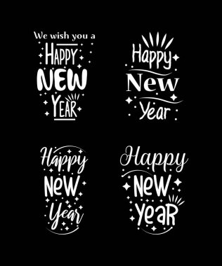 Hand drawn new year lettering clipart