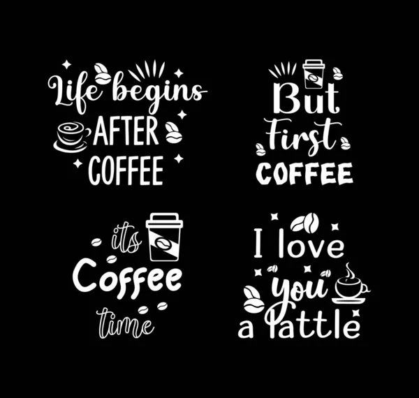 咖啡字体排版设计 与咖啡有关的动机引语 — 图库矢量图片
