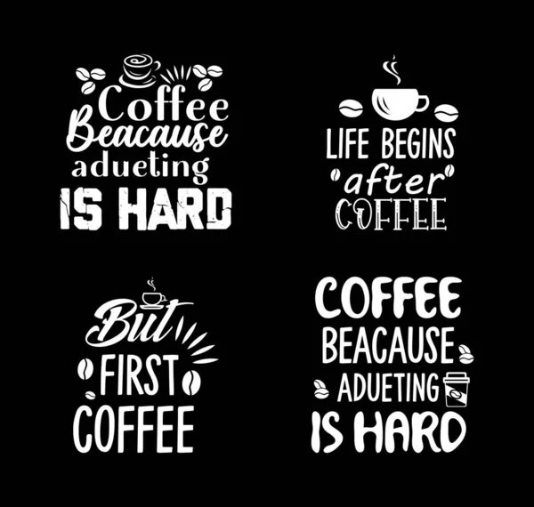 Coffee Lettering Typography Design Set — Stockový vektor