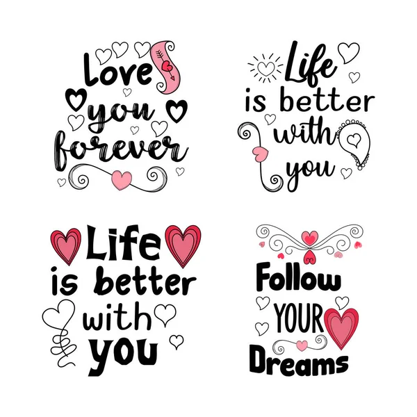 Valentines Day Lettering Quotes Tshirt — Stock Vector