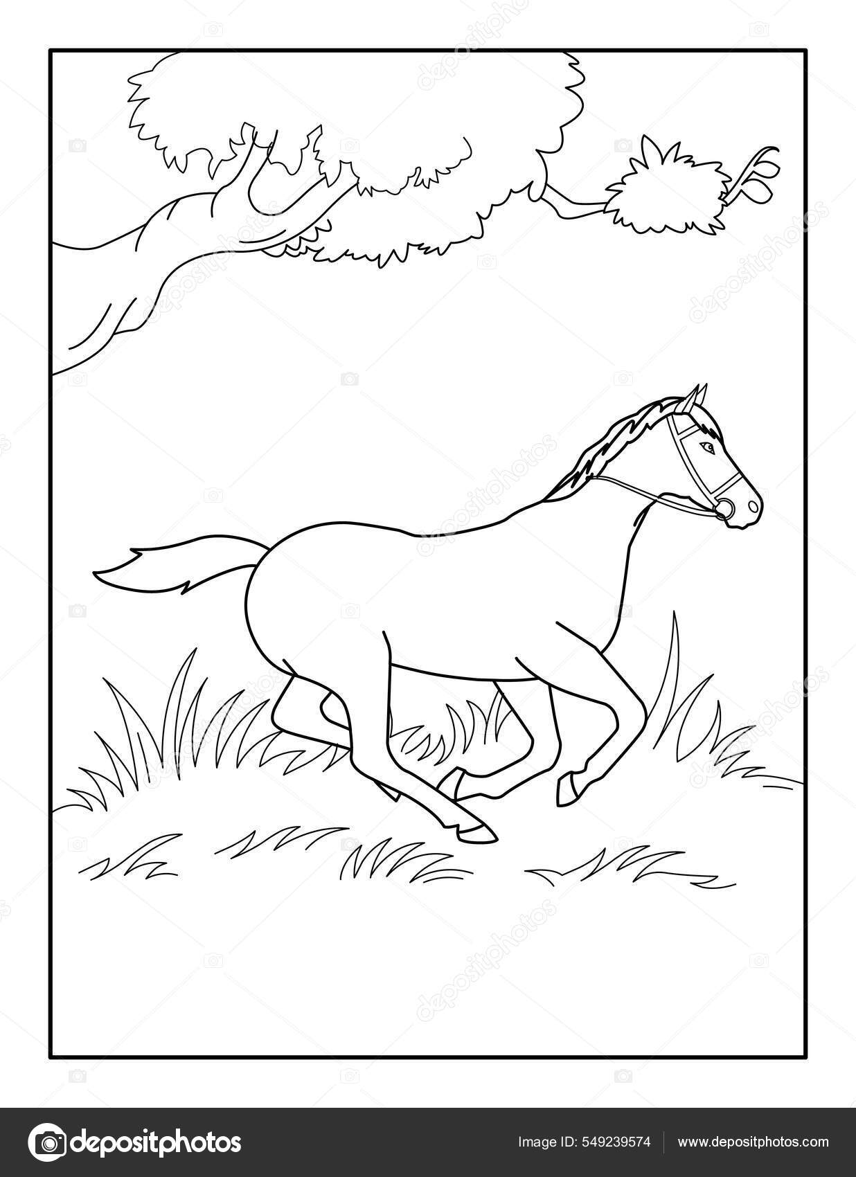 Desenhos para colorir grátis de cavalos selvagens para crianças