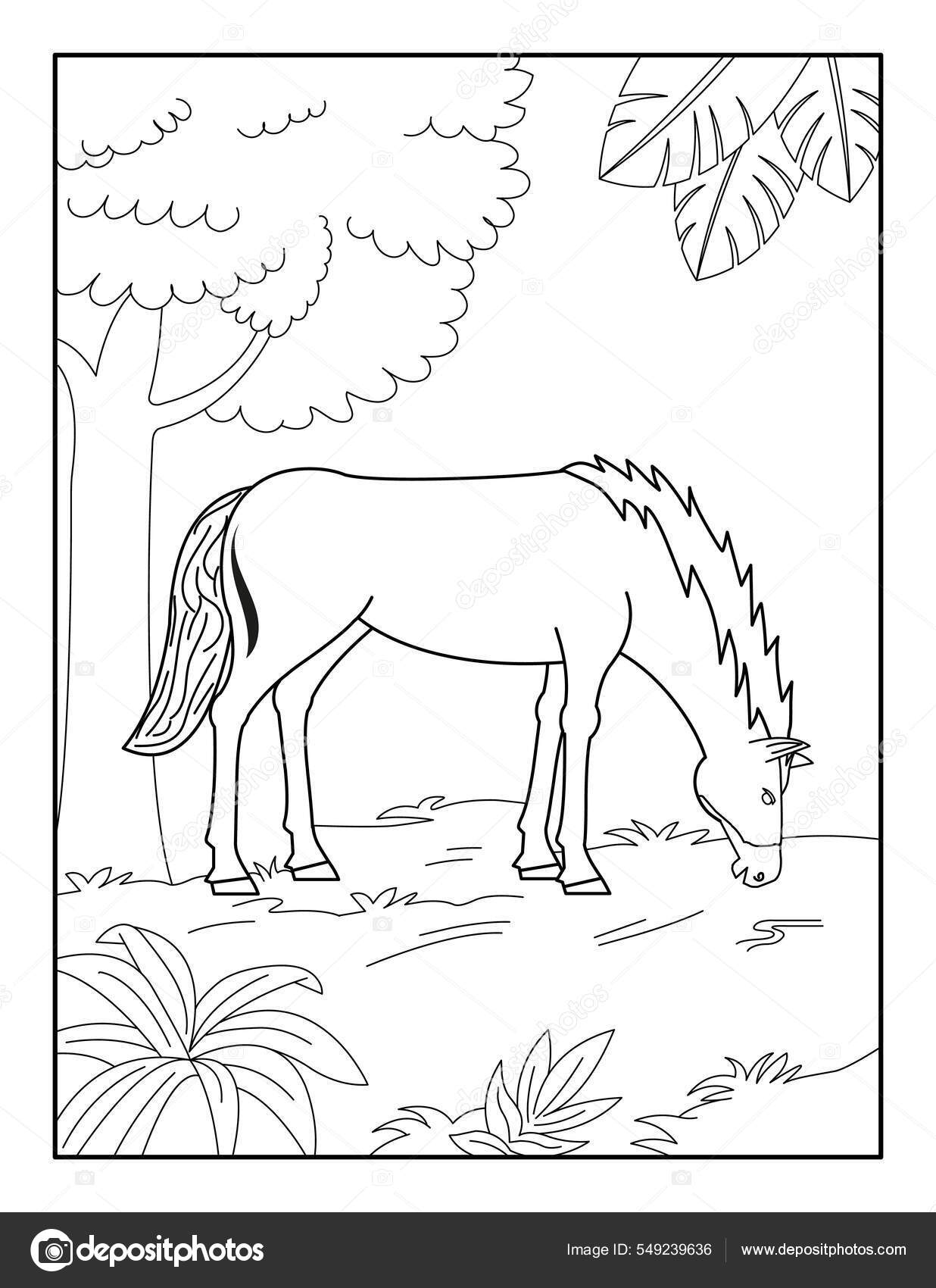 Desenhos de cavalos para colorir para crianças. imprima-os online