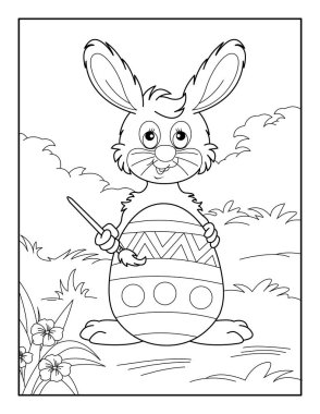 Çocuklar için Mutlu Paskalya Boyama Sayfaları. Rahatlama ve meditasyon için boyama kitabı.