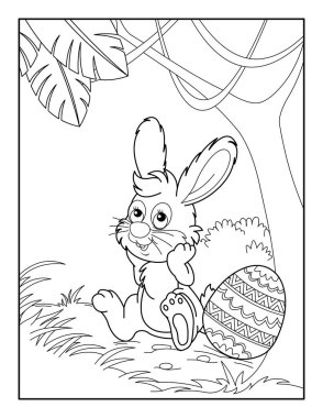 Çocuklar için Mutlu Paskalya Boyama Sayfaları. Rahatlama ve meditasyon için boyama kitabı.