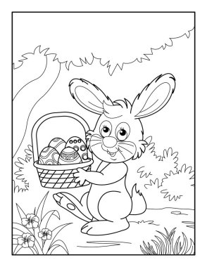 Çocuklar için Mutlu Paskalya Boyama Sayfaları. Rahatlama ve meditasyon için boyama kitabı.