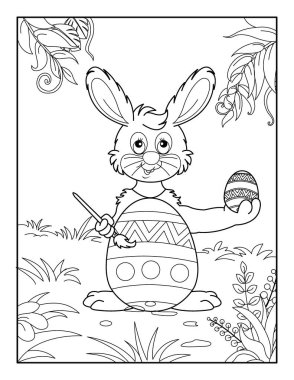 Çocuklar için Mutlu Paskalya Boyama Sayfaları. Rahatlama ve meditasyon için boyama kitabı.