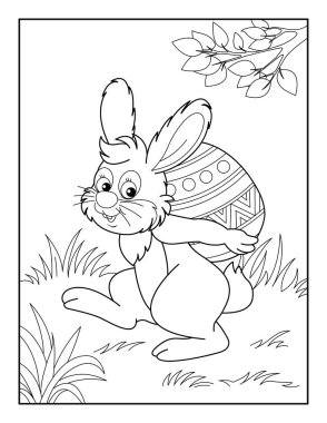 Çocuklar için Mutlu Paskalya Boyama Sayfaları. Rahatlama ve meditasyon için boyama kitabı.