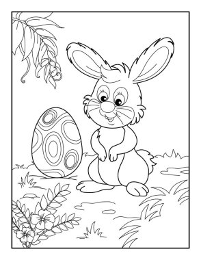 Çocuklar için Mutlu Paskalya Boyama Sayfaları. Rahatlama ve meditasyon için boyama kitabı.