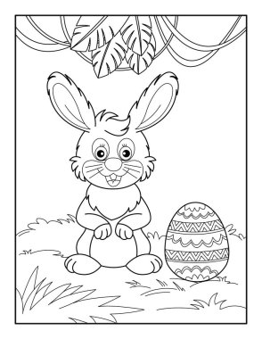 Çocuklar için Mutlu Paskalya Boyama Sayfaları. Rahatlama ve meditasyon için boyama kitabı.
