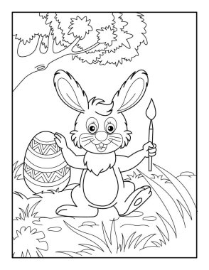 Çocuklar için Mutlu Paskalya Boyama Sayfaları. Rahatlama ve meditasyon için boyama kitabı.