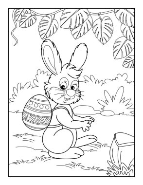 Çocuklar için Mutlu Paskalya Boyama Sayfaları. Rahatlama ve meditasyon için boyama kitabı.