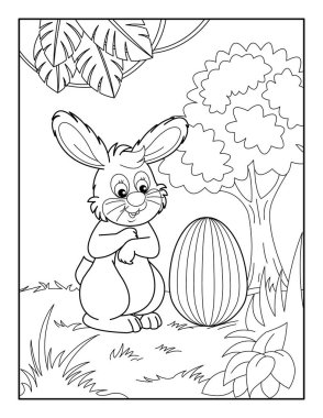 Çocuklar için Mutlu Paskalya Boyama Sayfaları. Rahatlama ve meditasyon için boyama kitabı.