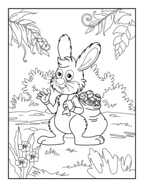 Çocuklar için Mutlu Paskalya Boyama Sayfaları. Rahatlama ve meditasyon için boyama kitabı.