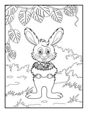 Çocuklar için Mutlu Paskalya Boyama Sayfaları. Rahatlama ve meditasyon için boyama kitabı.