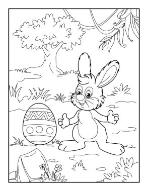 Çocuklar için Mutlu Paskalya Boyama Sayfaları. Rahatlama ve meditasyon için boyama kitabı.