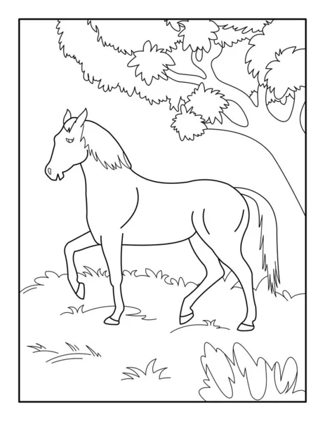 Página Para Colorear Caballos Para Niños Libro Para Colorear Para — Vector de stock