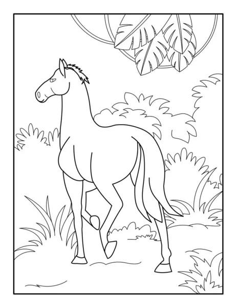 Página Para Colorir Cavalos Para Crianças Livro Para Colorir Para — Vetor de Stock