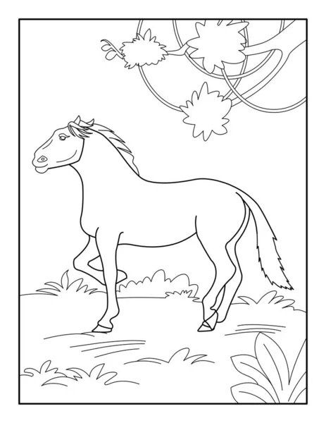 Página Para Colorir Cavalos Para Crianças Livro Para Colorir Para — Vetor de Stock