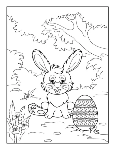 Happy Easter Coloring Page Kids Coloring Book Relax Meditation — Stock Vector