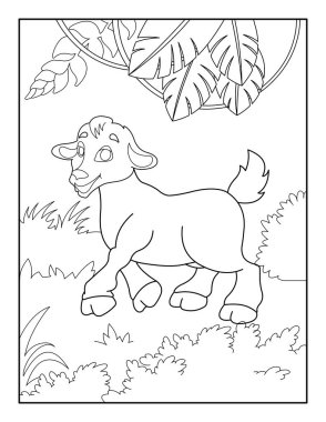 Çocuklar için keçi boyama sayfası. Rahatlama ve meditasyon için keçi boyama kitabı.