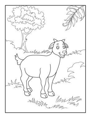 Çocuklar için keçi boyama sayfası. Rahatlama ve meditasyon için keçi boyama kitabı.