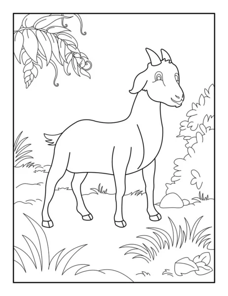 Goatcoloring Page Para Crianças Livro Colorir Cabras Para Relaxar Meditação — Vetor de Stock