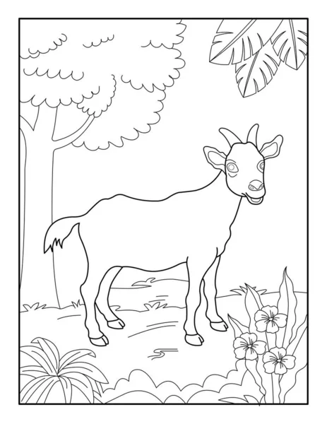 Página Para Colorear Cabra Para Niños Libro Para Colorear Cabra — Vector de stock