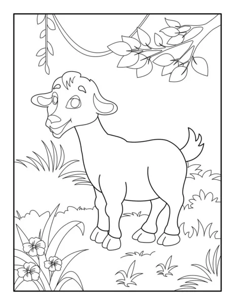 Página Para Colorear Cabra Para Niños Libro Para Colorear Cabra — Vector de stock