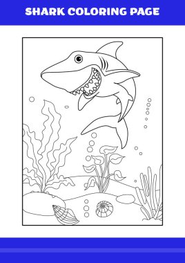 Shark Coloring Page for kids. Shark coloring book for relax and meditation.