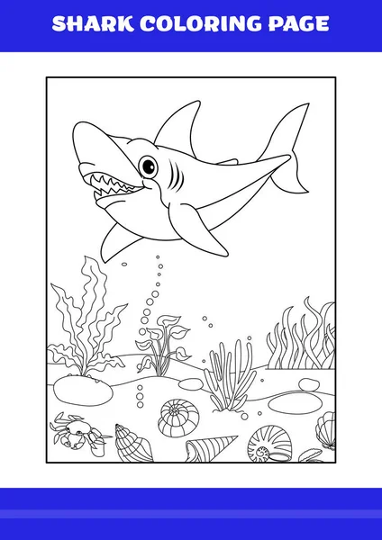 Shark Coloring Page Kids Shark Coloring Book Relax Meditation — Wektor stockowy