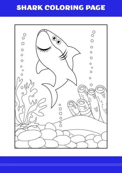 Shark Coloring Page Kids Shark Coloring Book Relax Meditation — Wektor stockowy