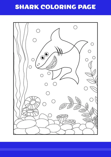 Shark Coloring Page Kids Shark Coloring Book Relax Meditation — Wektor stockowy
