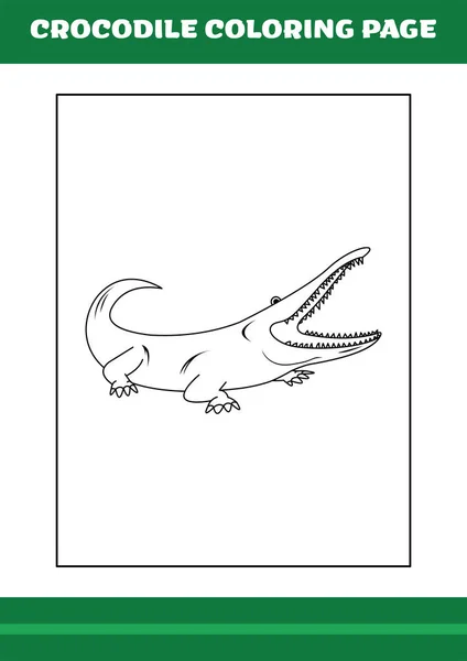 Crocodile Coloring Page Illustration Cartoon Crocodile Coloring Book — Image vectorielle