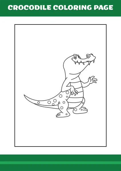 Crocodile Coloring Page Illustration Cartoon Crocodile Coloring Book — Image vectorielle