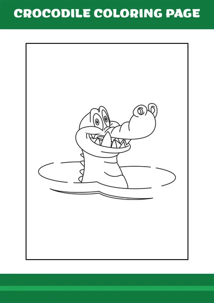 Crocodile Coloring Page Illustration Cartoon Crocodile Coloring Book — Image vectorielle