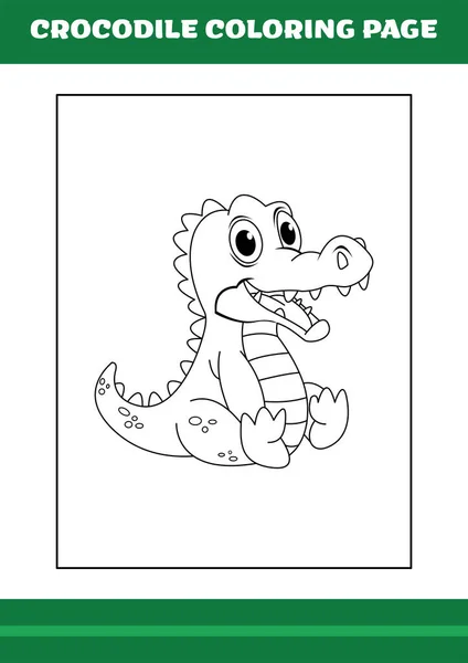 Crocodile Coloring Page Illustration Cartoon Crocodile Coloring Book - Stok Vektor