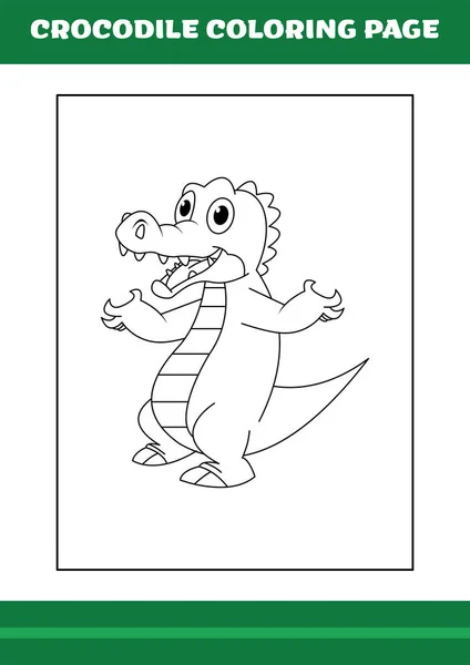 Crocodile Coloring Page Illustration Cartoon Crocodile Coloring Book — Stock Vector